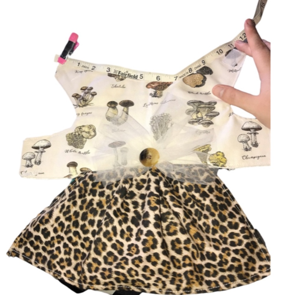 Handmade Cheetah Print/Mushroom Dog Dress- Size Small - Picture 10 of 10
